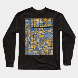 Arlington Map Pattern in Blue & Gold Long Sleeve T-Shirt